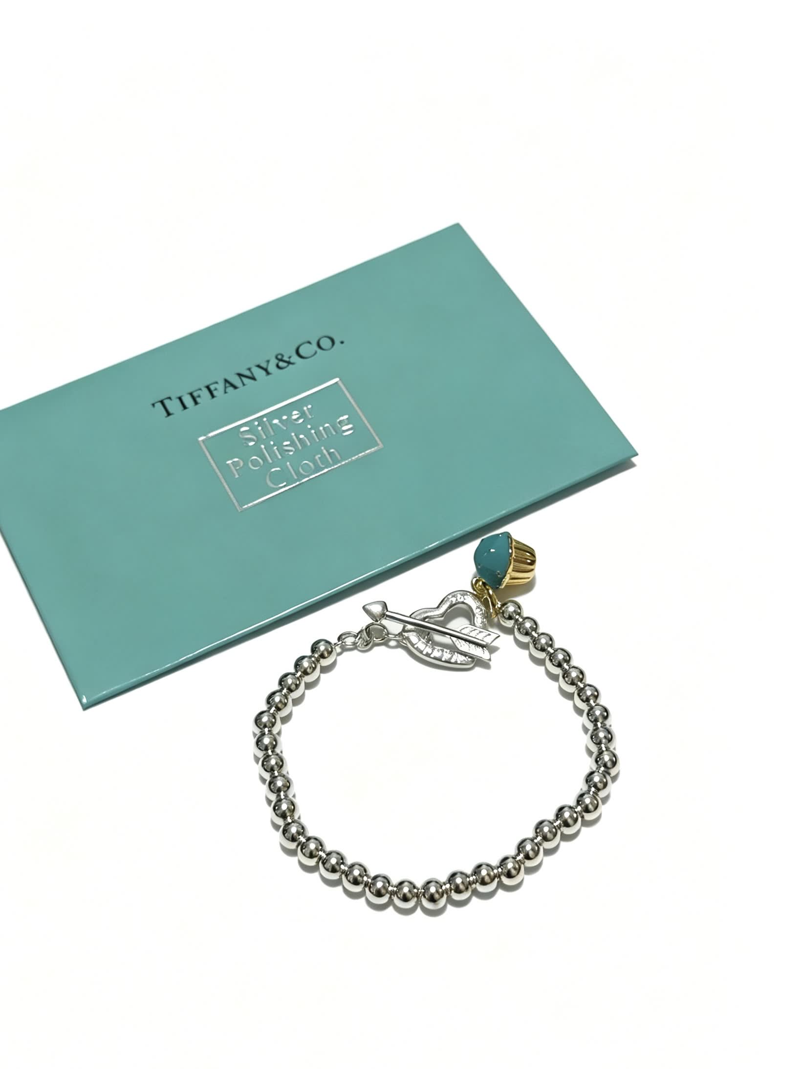 Tiffany & Co. Sterling Silver Beaded Bracelet with Cupcake Charm